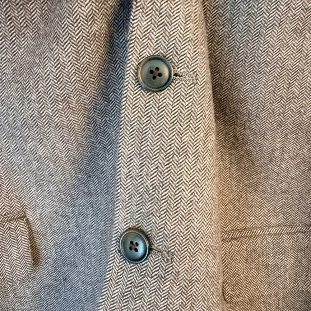 Adolfo Mens 44 Short Brown Herringbone 100% Lambswool Blazer Sport Coat Jacket